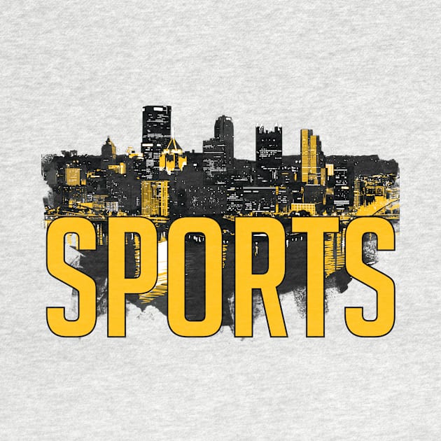 Pittsburgh Sports City Skyline Black and Yellow by polliadesign